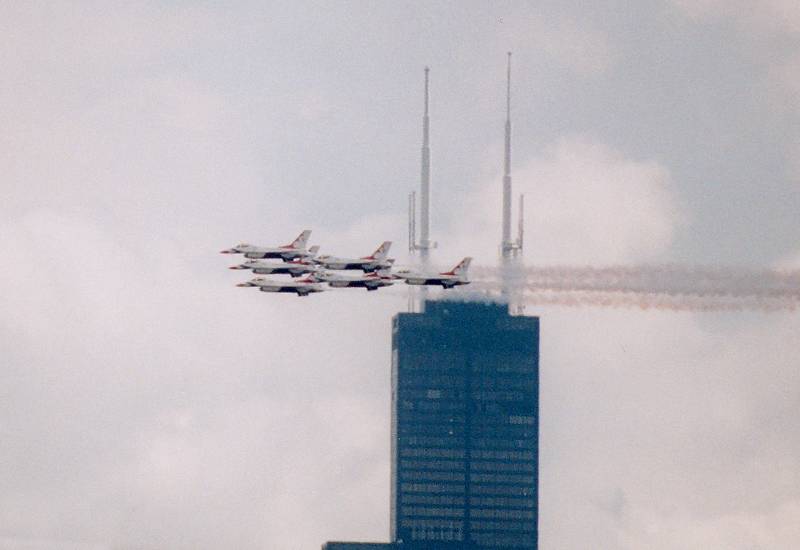 photo #605:  Thunderbirds passing top of Sears Tower