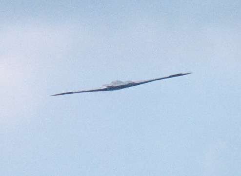 rear view of the B2 in nearly level flight