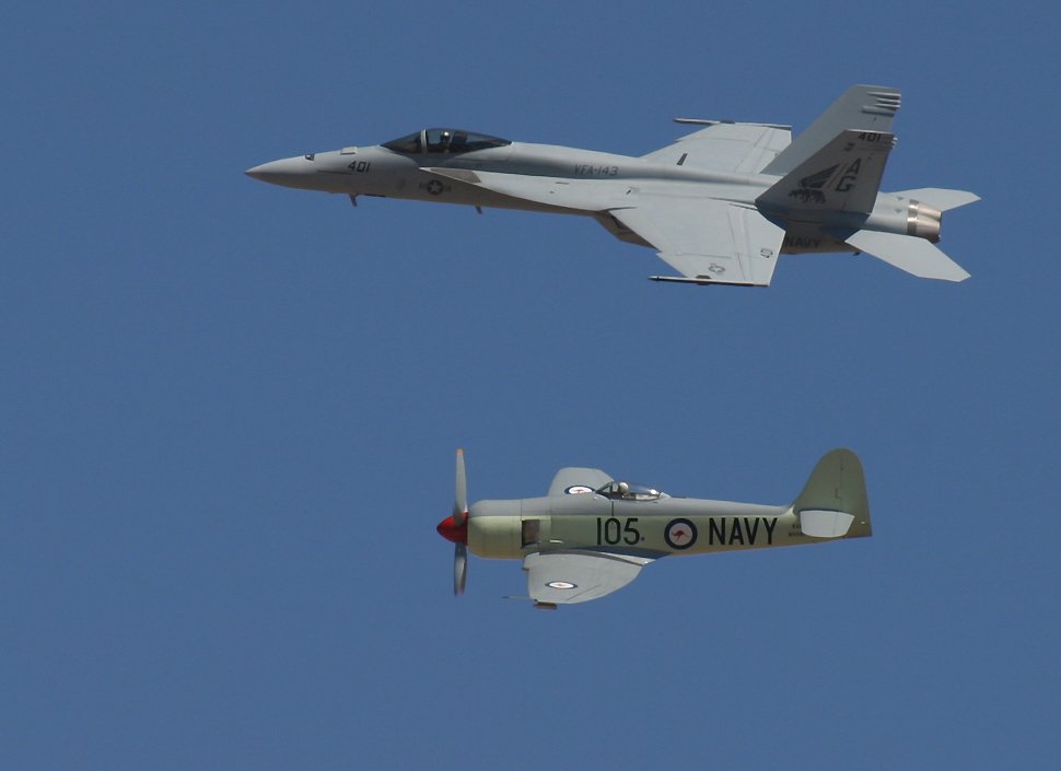 Sea Fury and F/A-18E Super Hornet