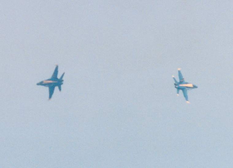 two Blue Angels after crossing over