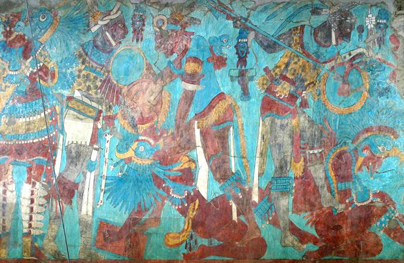 Battle Mural at Cacaxtla  (click here to open a new window with this photo in computer wallpaper format)