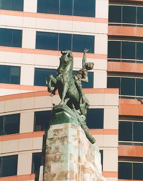 statue of naked horseman