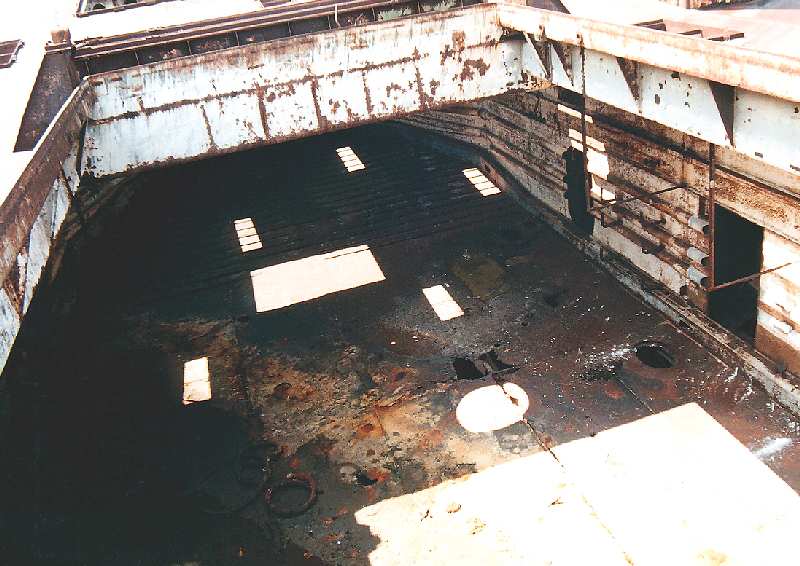inside the hold of LST 342