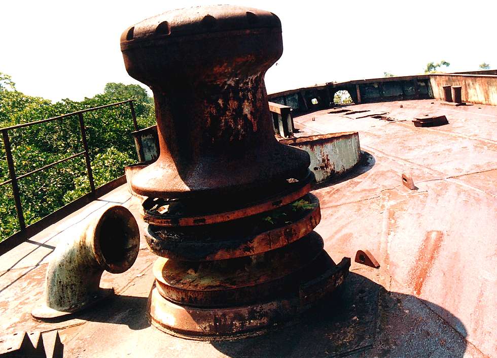 capstan and bow of LST 342 from the deck