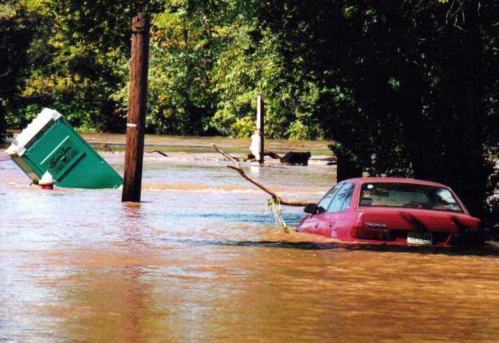 flooded Ford Taurus and Sani Jon.