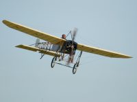 restored 1910 Bleriot monoplane photographed at the Dayton Airshow 2003 using a Canon 1Ds digital camera and Canon 100-400mm image stabilized lens set to 400mm  (1/500th second, f5.6, ISO 100)
