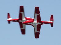 Canadian Snowbirds knife-edge pass photographed at the Dayton Airshow 2003